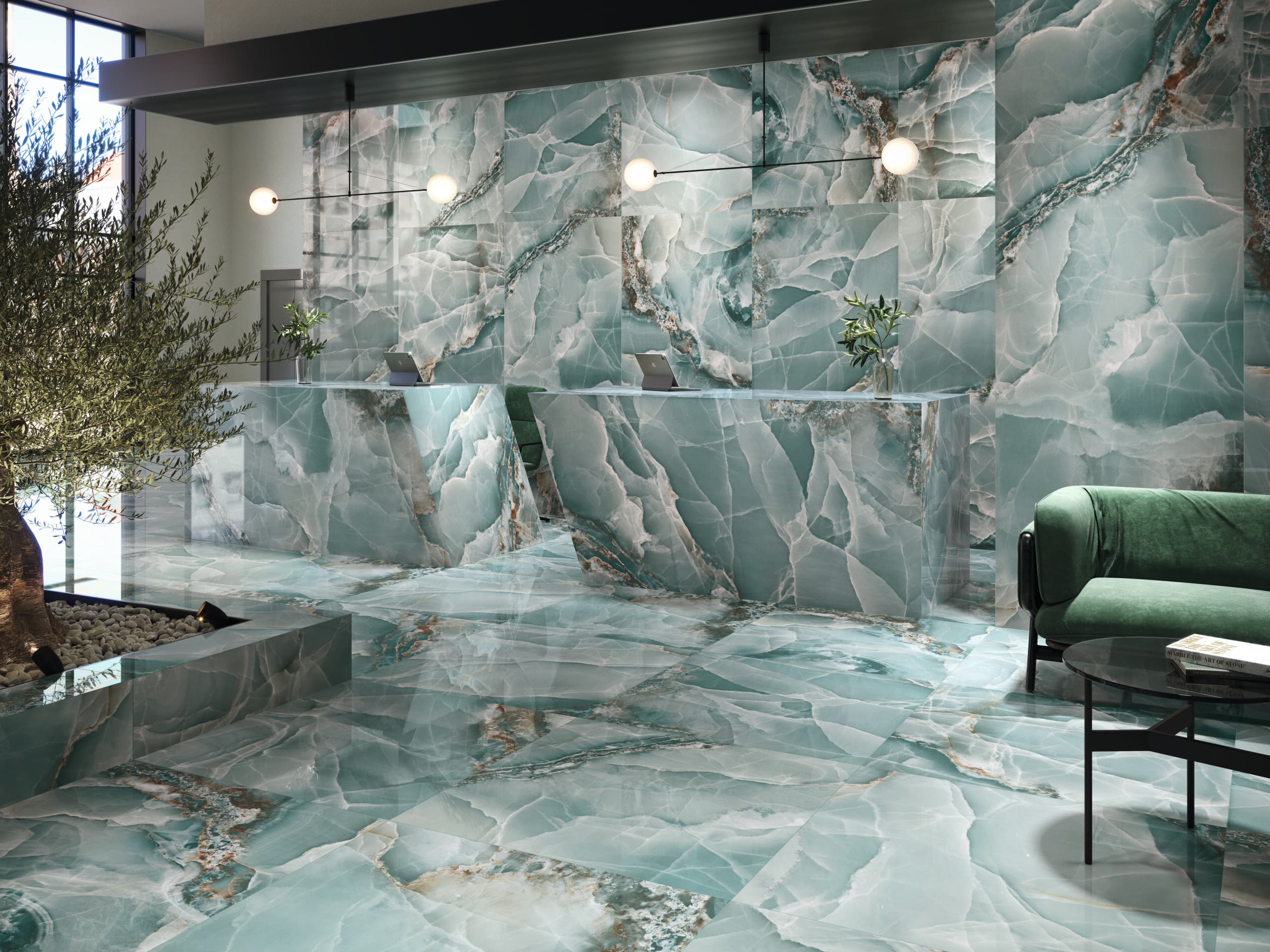 Onyx Turquoise polished 120x260 rett - afbeelding 2