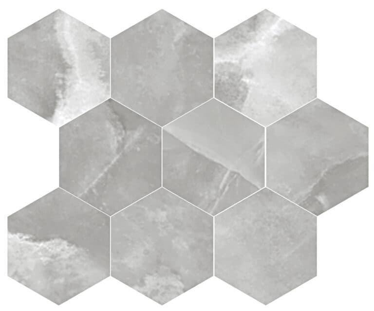 Onyx ek Grey mozaiek pulido hexagon op net van 26x30