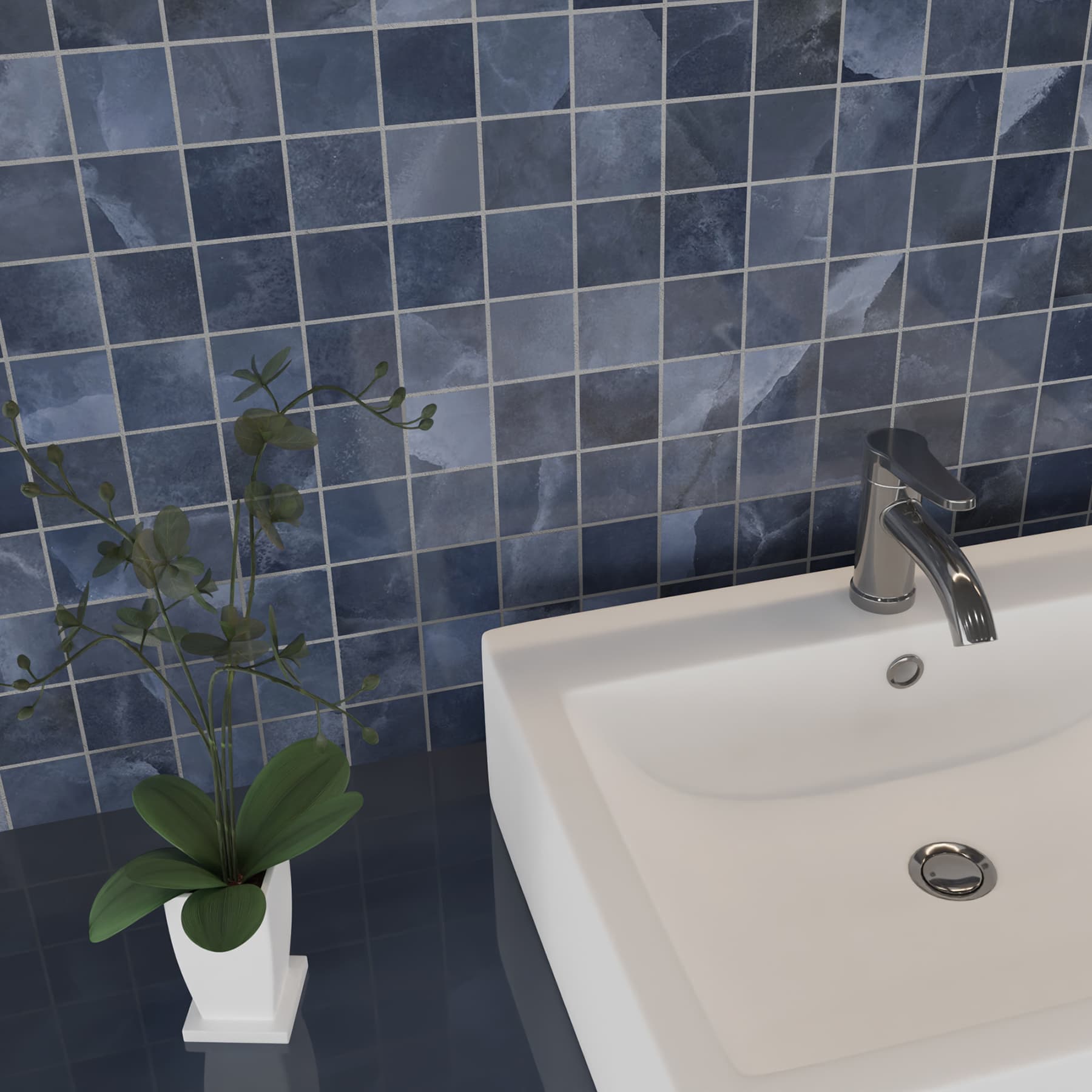 Onyx ek Blue mozaiek pulido 5x5 op net van 30x30 - afbeelding 2