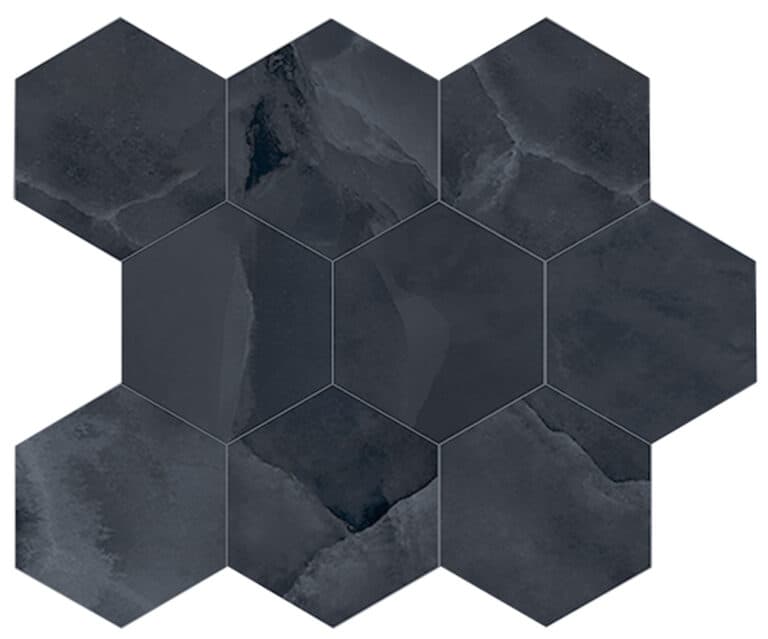 Onyx ek Black mozaiek pulido hexagon op net van 26x30
