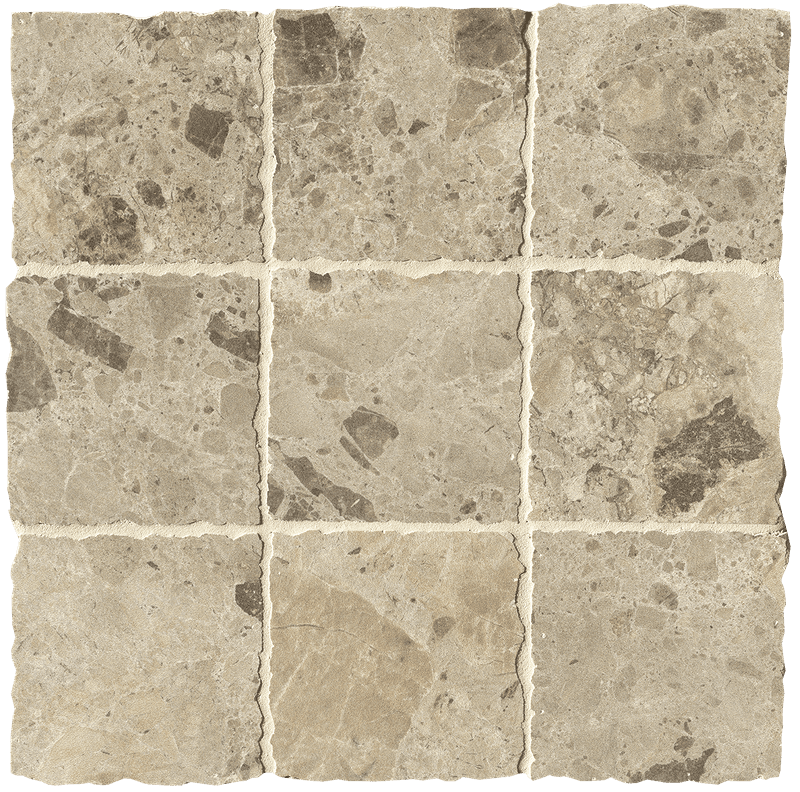 Nativa Sand macro mosaico zijde glans anticato 10x10 op net