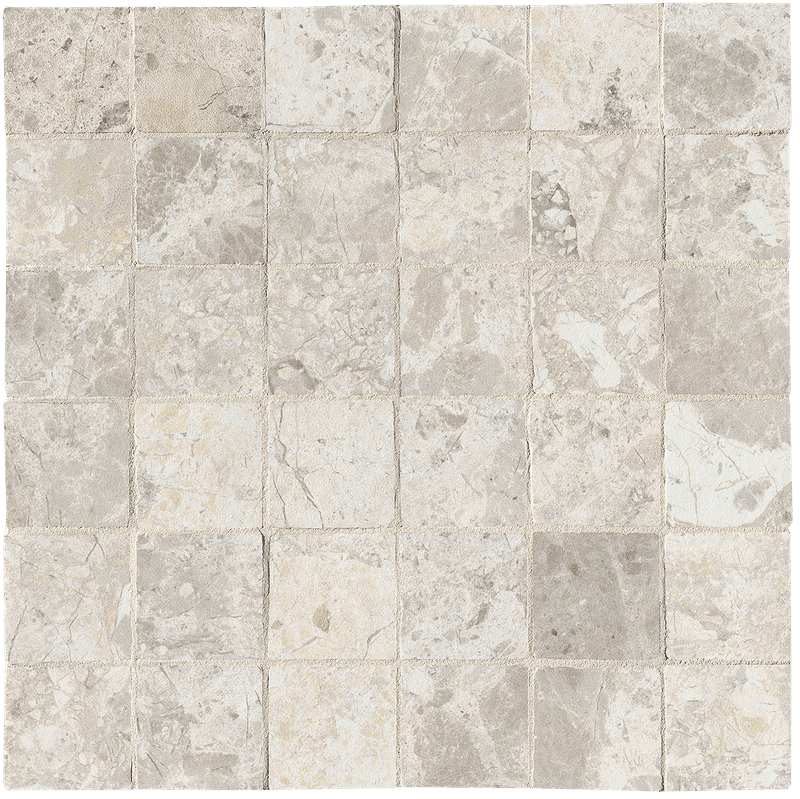 Nativa White macro mosaico zijde glans anticato 5x5 op net