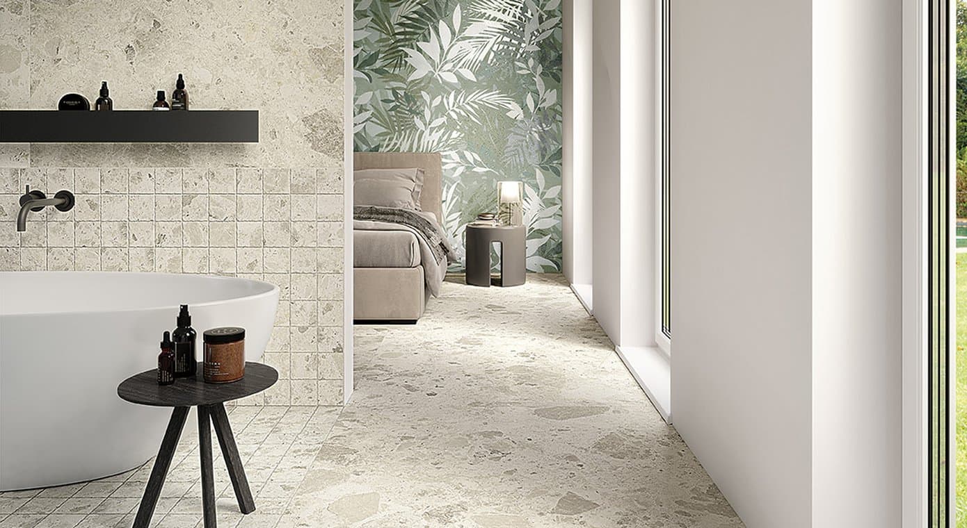 Nativa White macro mosaico zijde glans anticato 10x10 op net - afbeelding 2