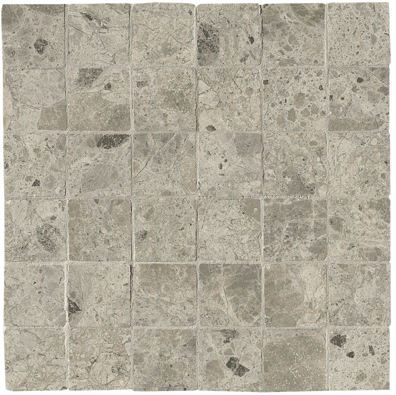 Nativa Grey macro mosaico zijde glans anticato 5x5 op net