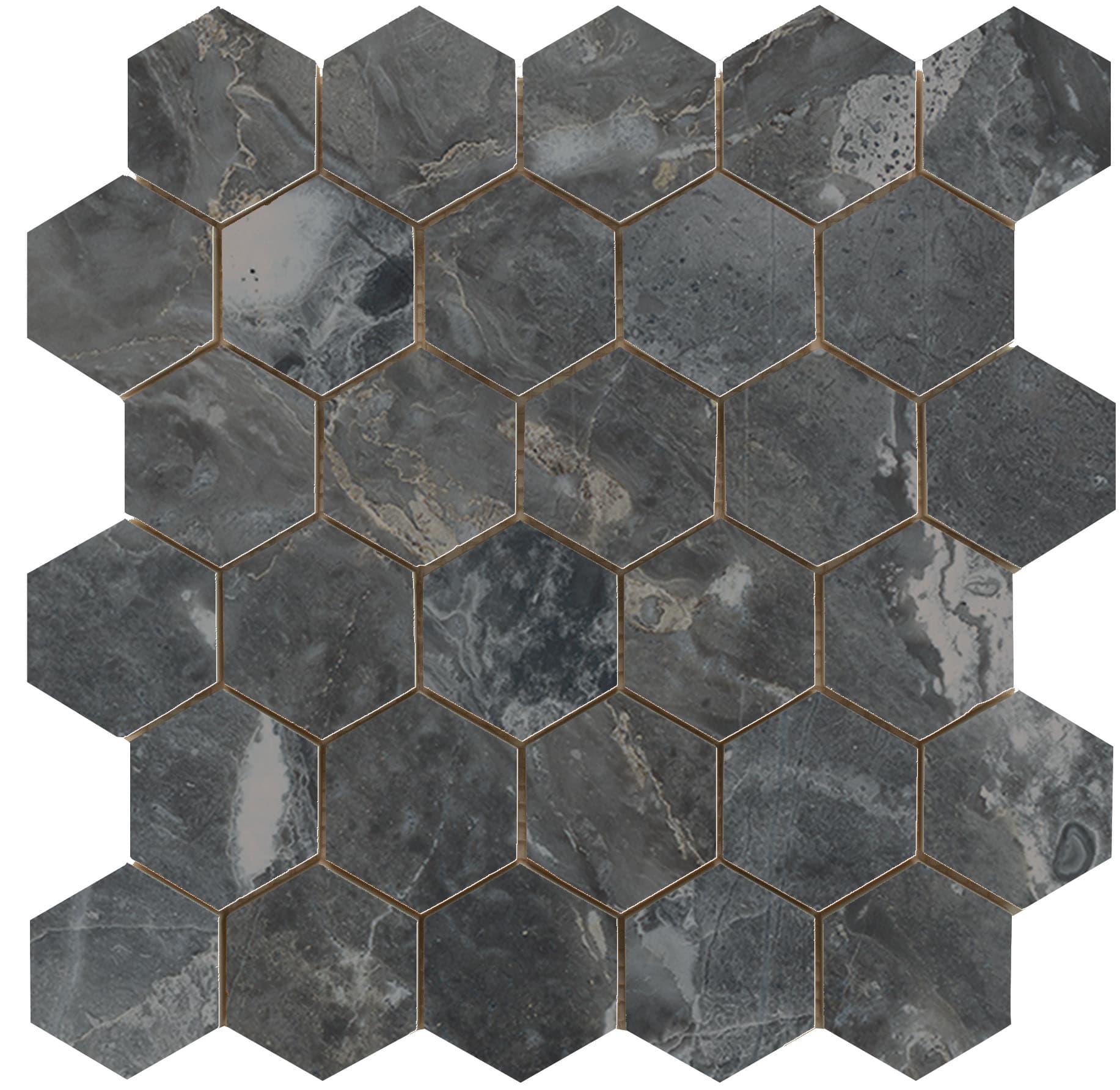 Luxury hexagon mozaiek Dark gepolijst 26,3x27,4