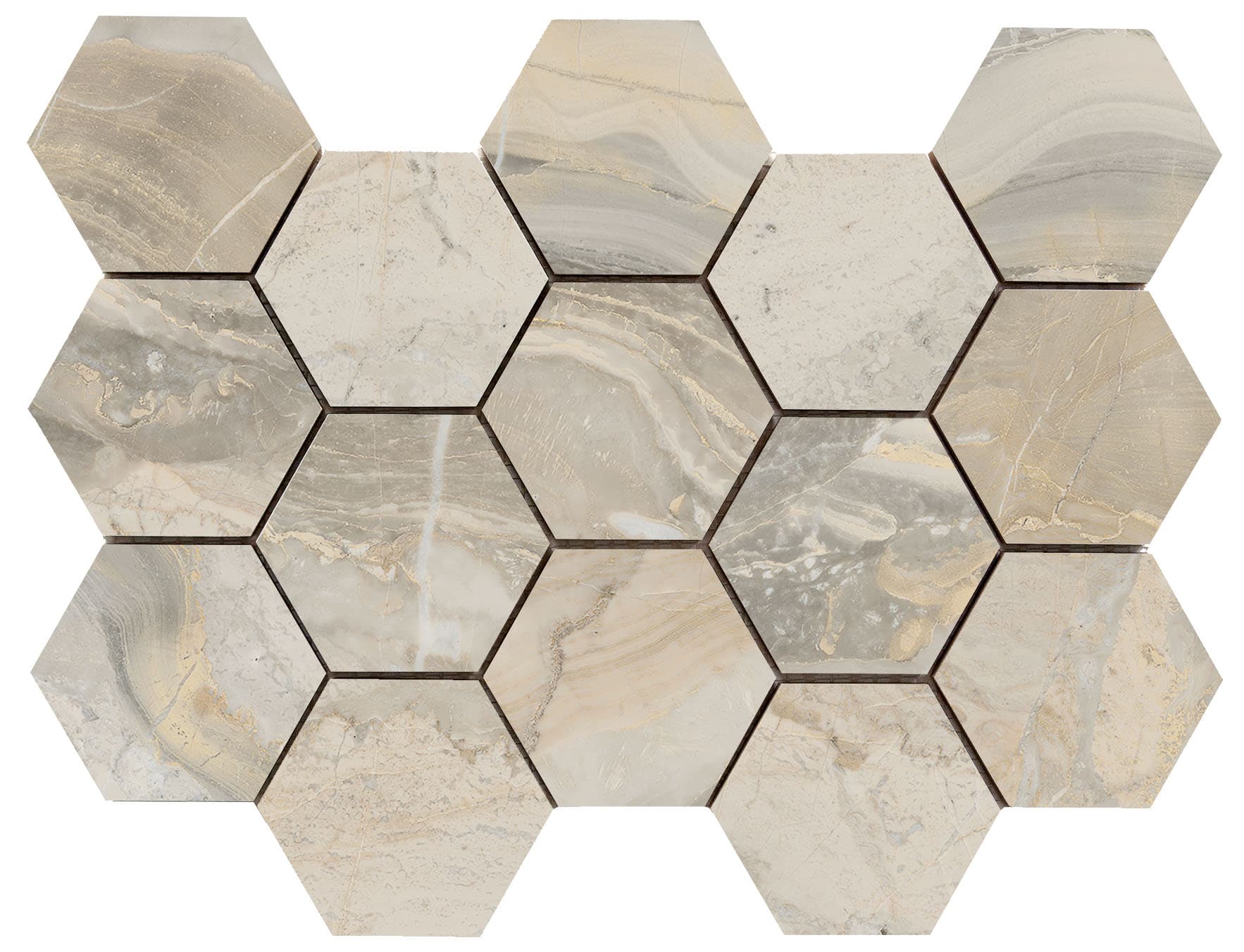 Luxury hexagon mozaiek Ample Beige gepolijst 32,5x22,5