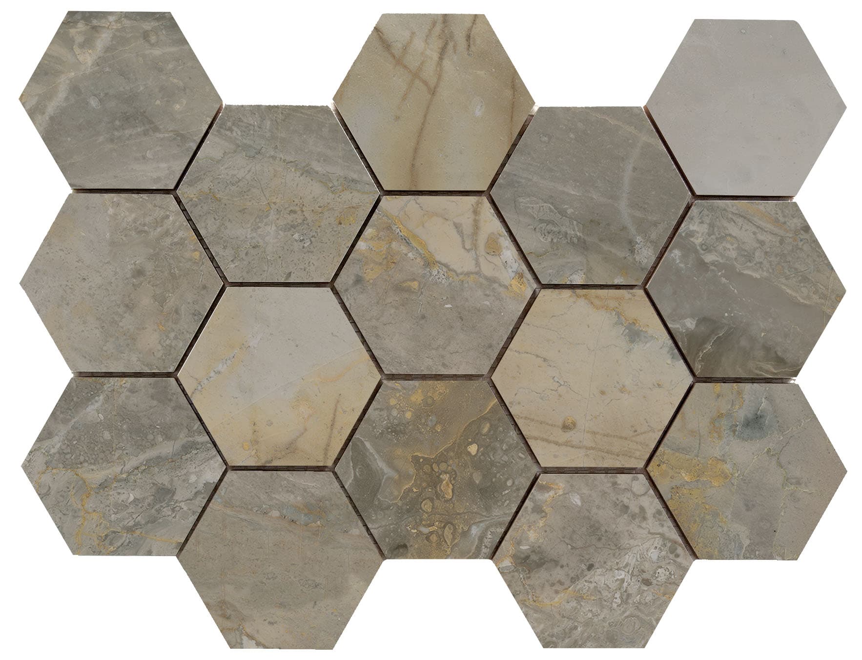 Luxury hexagon mozaiek Ample Nature gepolijst 32,5x22,5