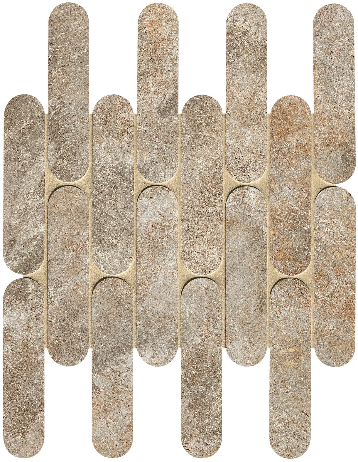 Nobu Slate curve mosaico 3,5x14,5 op net van 29x29,5