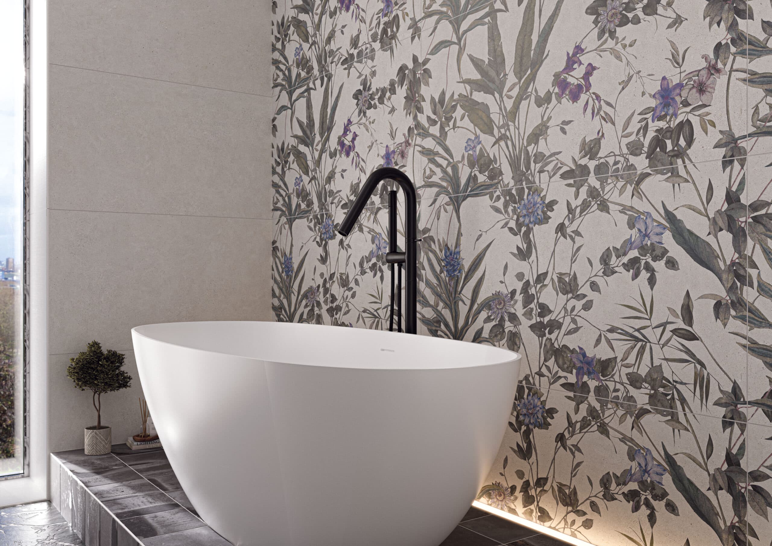 Borneo White Peek decor wandtegel 60x120 rett - afbeelding 3